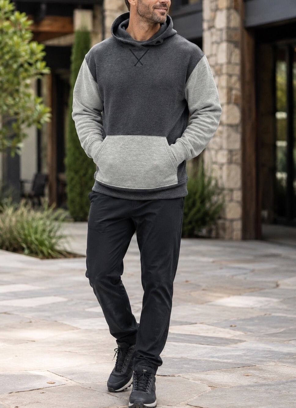 Smartwool Men’s M Merino Wool Blend Colorblock Pullover Hoodie Gray Outdoors